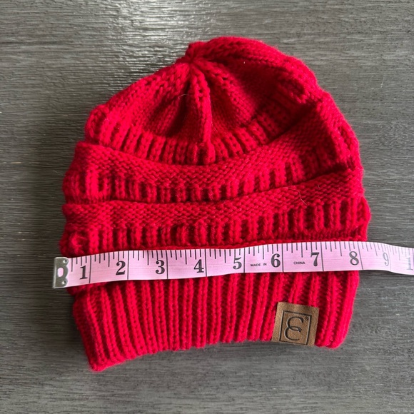 Red Knit Beanie Hat - Picture 6 of 6